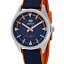 Reloj Marea Hombre con Esfera Azul y Brazalete Combinado de Caucho Naranja y Nylon Azul Oscuro